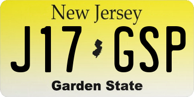 NJ license plate J17GSP
