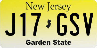 NJ license plate J17GSV