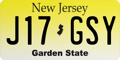 NJ license plate J17GSY