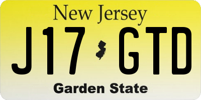 NJ license plate J17GTD