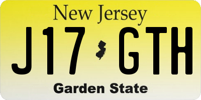 NJ license plate J17GTH
