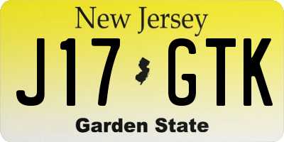 NJ license plate J17GTK