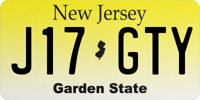 NJ license plate J17GTY