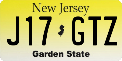 NJ license plate J17GTZ