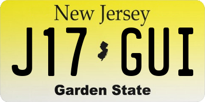 NJ license plate J17GUI