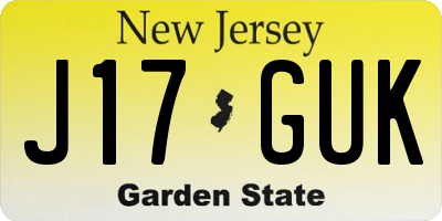 NJ license plate J17GUK