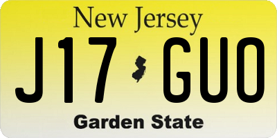 NJ license plate J17GUO
