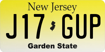 NJ license plate J17GUP