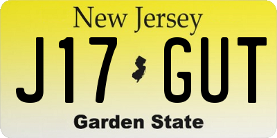 NJ license plate J17GUT