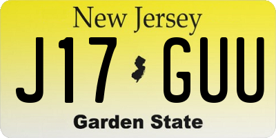 NJ license plate J17GUU