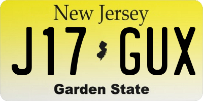 NJ license plate J17GUX