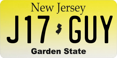 NJ license plate J17GUY