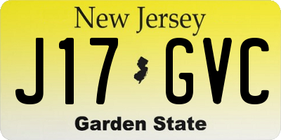 NJ license plate J17GVC
