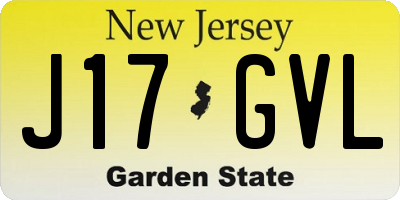 NJ license plate J17GVL