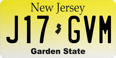 NJ license plate J17GVM