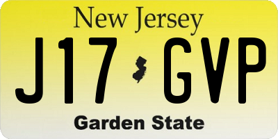NJ license plate J17GVP