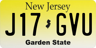 NJ license plate J17GVU