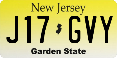 NJ license plate J17GVY