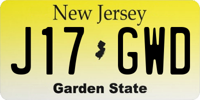 NJ license plate J17GWD