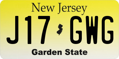 NJ license plate J17GWG