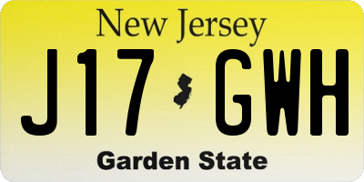 NJ license plate J17GWH