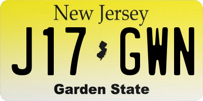 NJ license plate J17GWN