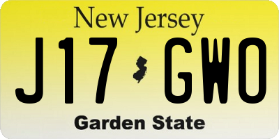 NJ license plate J17GWO