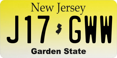 NJ license plate J17GWW