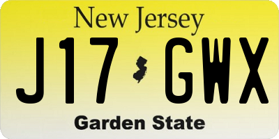 NJ license plate J17GWX