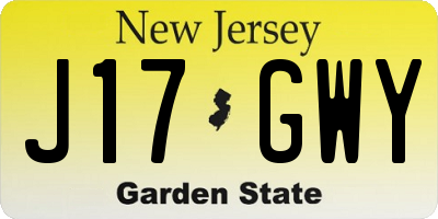 NJ license plate J17GWY