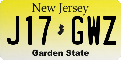 NJ license plate J17GWZ