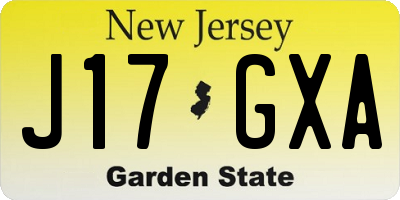 NJ license plate J17GXA