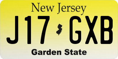 NJ license plate J17GXB