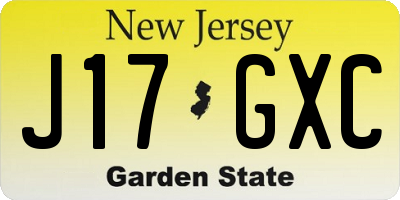 NJ license plate J17GXC
