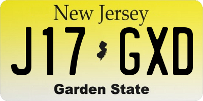 NJ license plate J17GXD