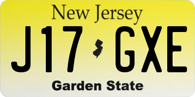 NJ license plate J17GXE
