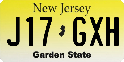 NJ license plate J17GXH
