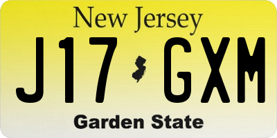 NJ license plate J17GXM