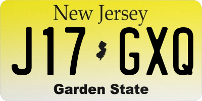 NJ license plate J17GXQ
