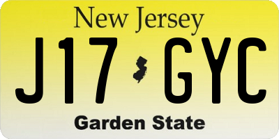 NJ license plate J17GYC