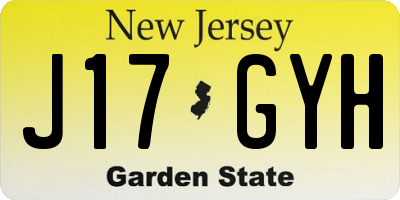 NJ license plate J17GYH