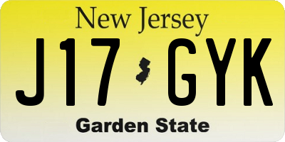 NJ license plate J17GYK