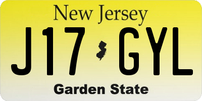 NJ license plate J17GYL