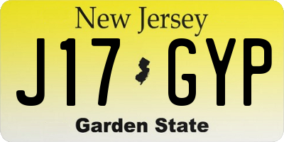 NJ license plate J17GYP