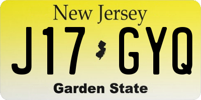 NJ license plate J17GYQ