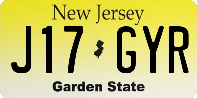 NJ license plate J17GYR