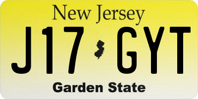 NJ license plate J17GYT
