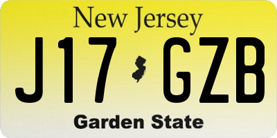 NJ license plate J17GZB