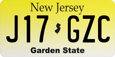 NJ license plate J17GZC
