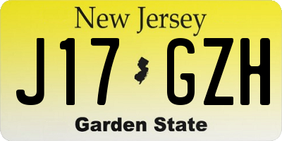 NJ license plate J17GZH